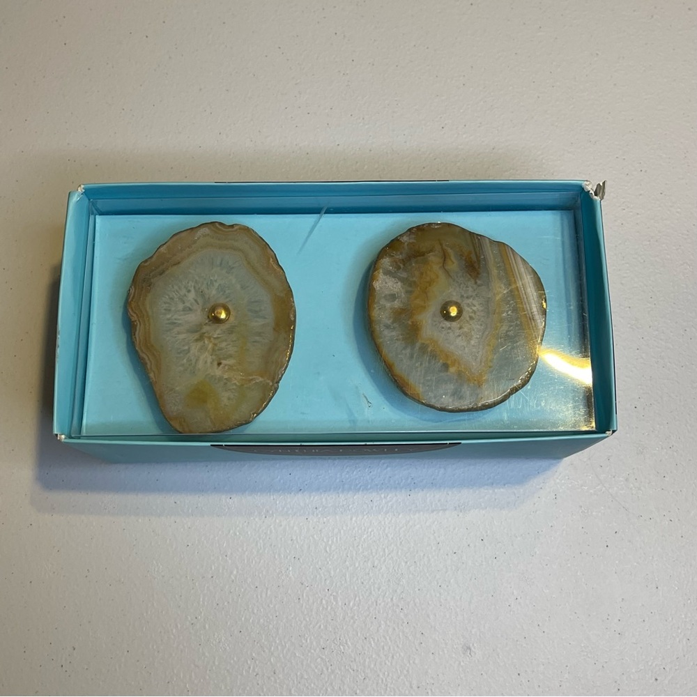 CYNTHIA ROWLEY: Rough Agate Drawer Pull Handles • NEW In Box • Natural Polish